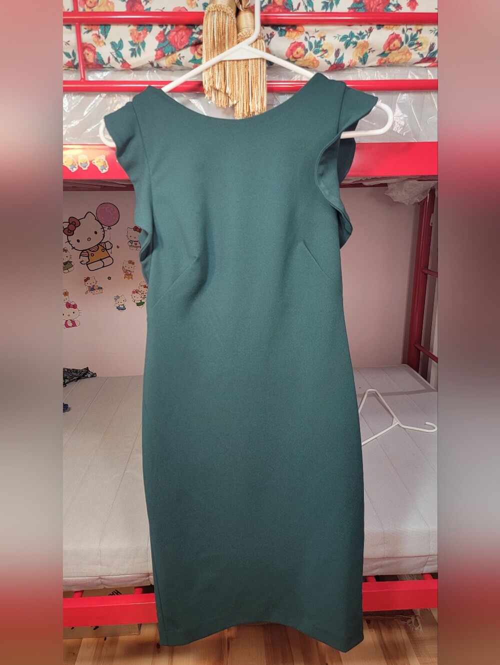 Calvin Klein Forest Green Cap-Sleeve Midi Sheath Dress Size 2